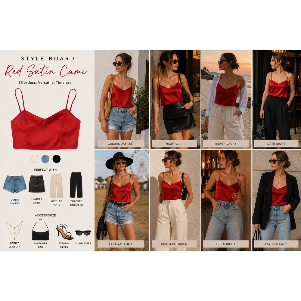 House of Harlow 1960 Red Satin Crop Cami Top Size M NWT - Picture 6 of 10